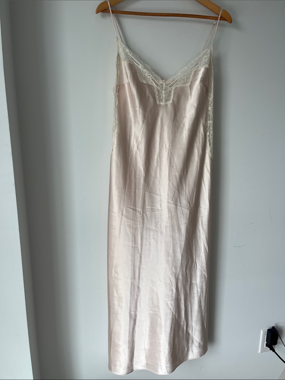 Satin Lace-Trim Long Slip | Pale Pink - Size 1X